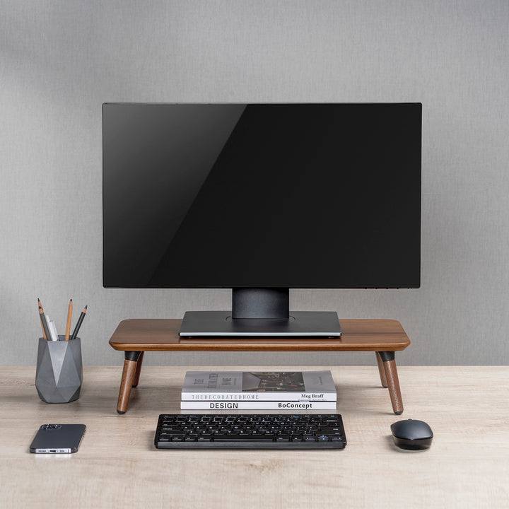 Holzständer für Monitor / Laptop Maclean, (500x240x120mm), schwarz nussbaumfarben, max. 20kg, MC-930