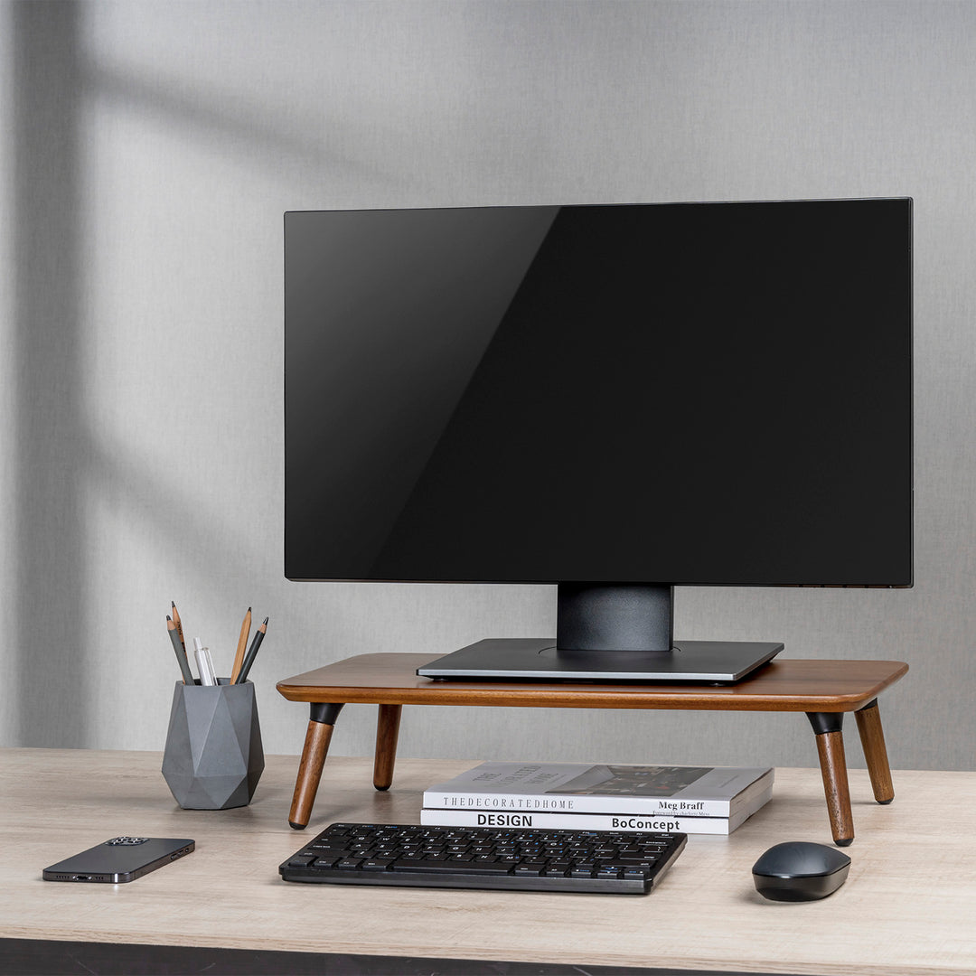 Holzständer für Monitor / Laptop Maclean, (500x240x120mm), schwarz nussbaumfarben, max. 20kg, MC-930