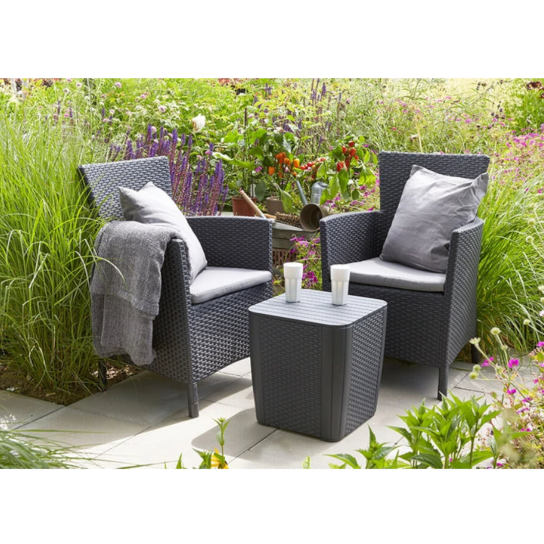 gartenmöbel mit aufbewahrung Keter Iowa 223929 Gartenmöbel-Set in Anthrazit, 2 Sessel + 1 Beistellt – Euroelectronics DE