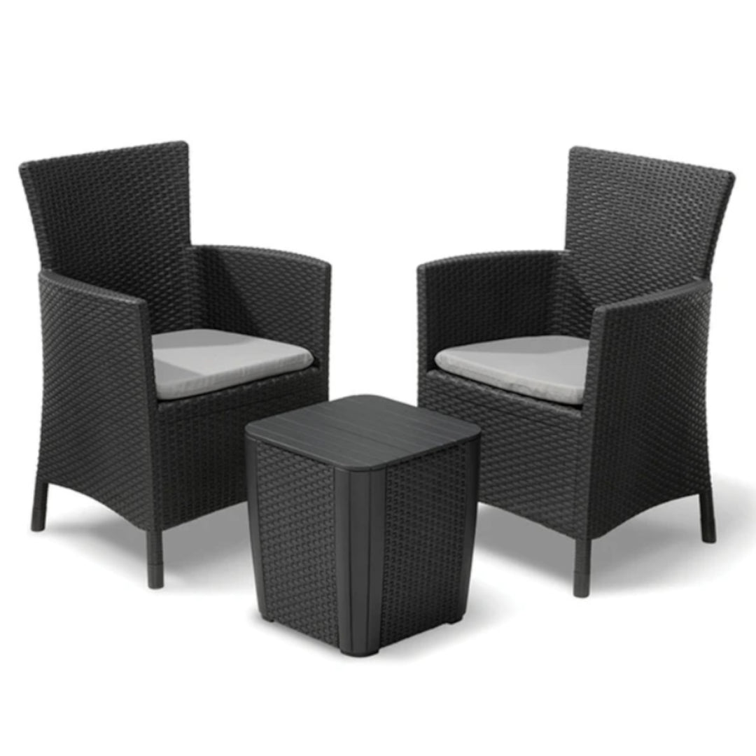 aufbewahrung sessel Keter Iowa 223929 Gartenmöbel-Set in Anthrazit, 2 Sessel + 1 Beistellt – Euroelectronics DE