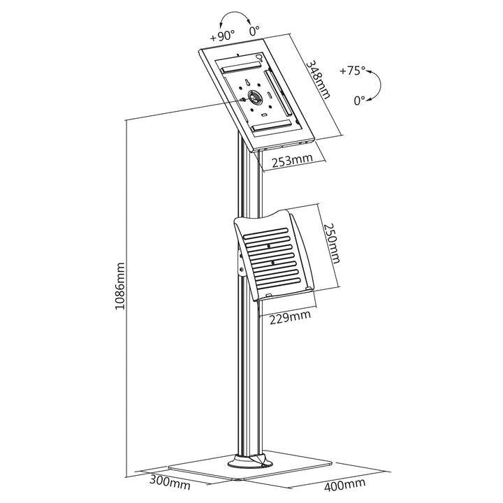 Maclean MC-867B Anti-Diebstahl Tablet Stand Kiosk Bodenhalterung Lock System iPad Pro (Gen 3) 12.9"