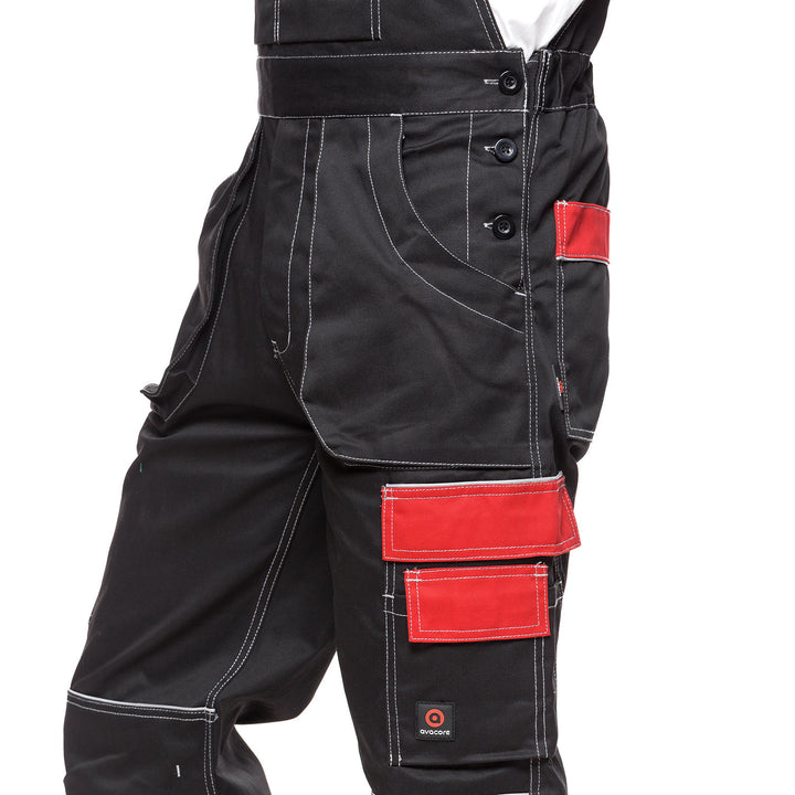 HELIOS Latzhose Herrenhose schwarz rot Größe 48 (103-108)