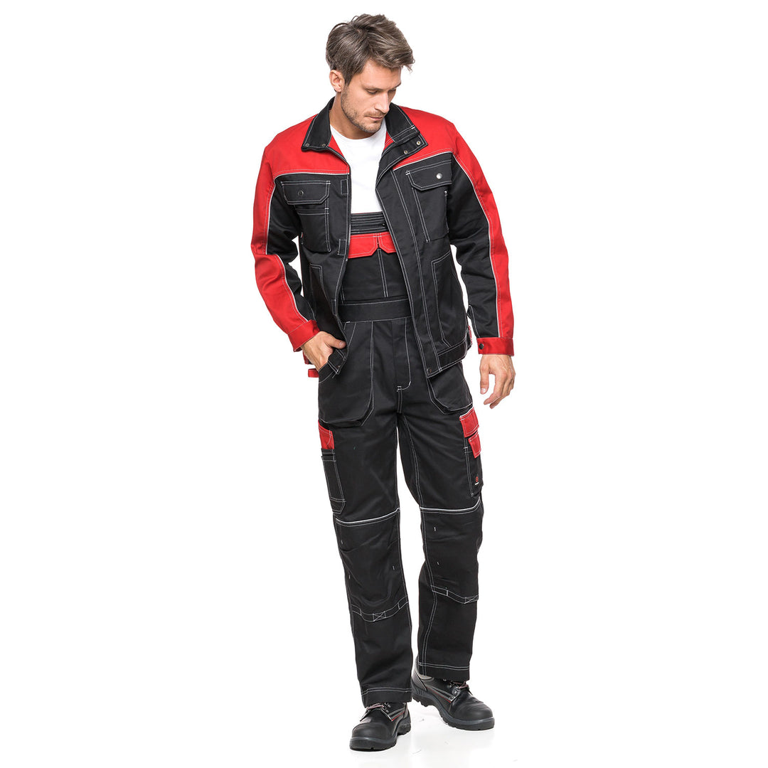 HELIOS Latzhose Herrenhose schwarz rot Größe 48 (103-108)