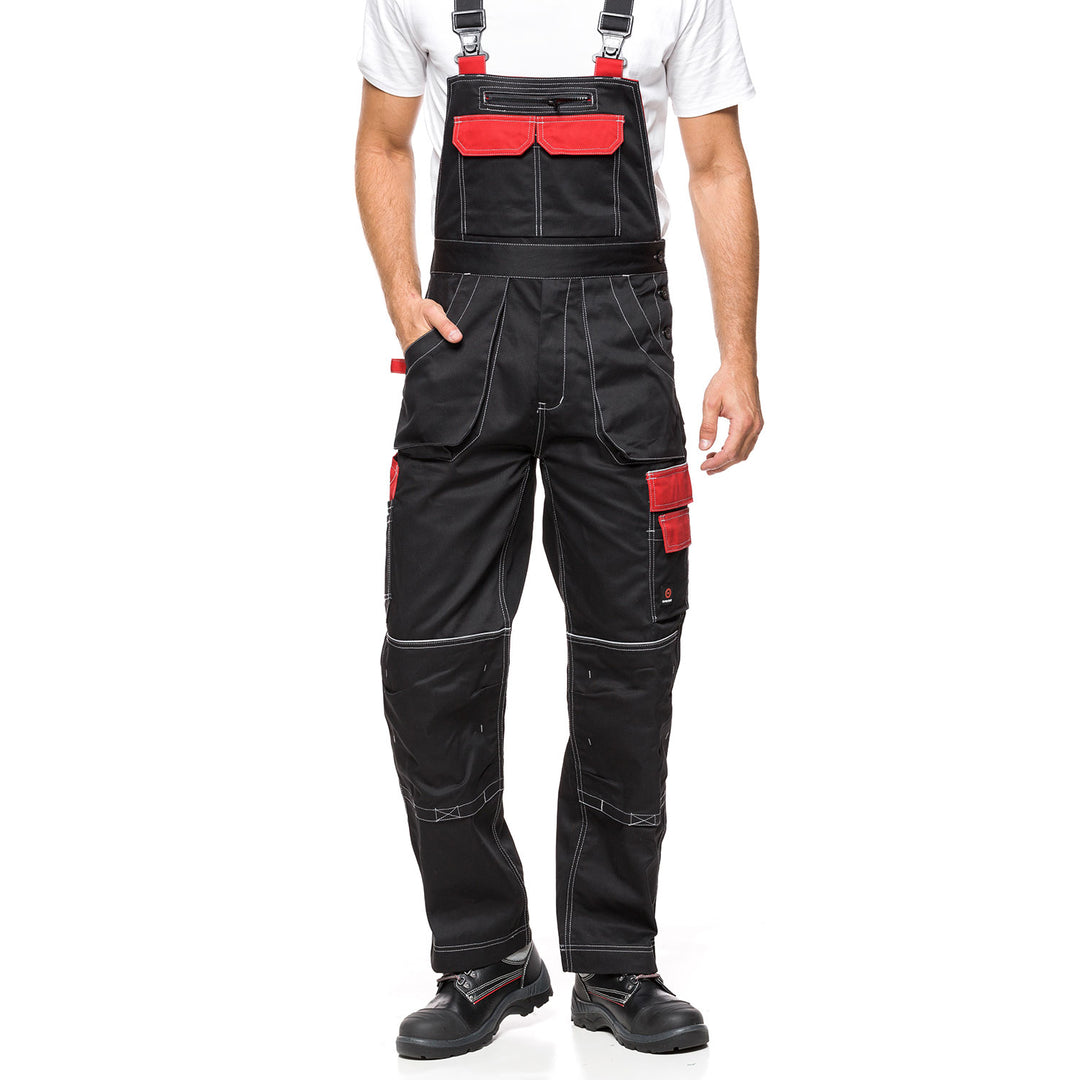 HELIOS Latzhose Herrenhose schwarz rot Größe 48 (103-108)