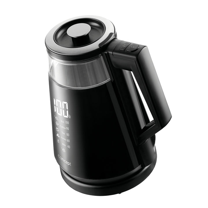 CONCEPT RK4170 Wasserkocher Digitalanzeige 5 Temperatureinstellung Schwenkbar Warmhaltefunktion 360 ° 1,7 L