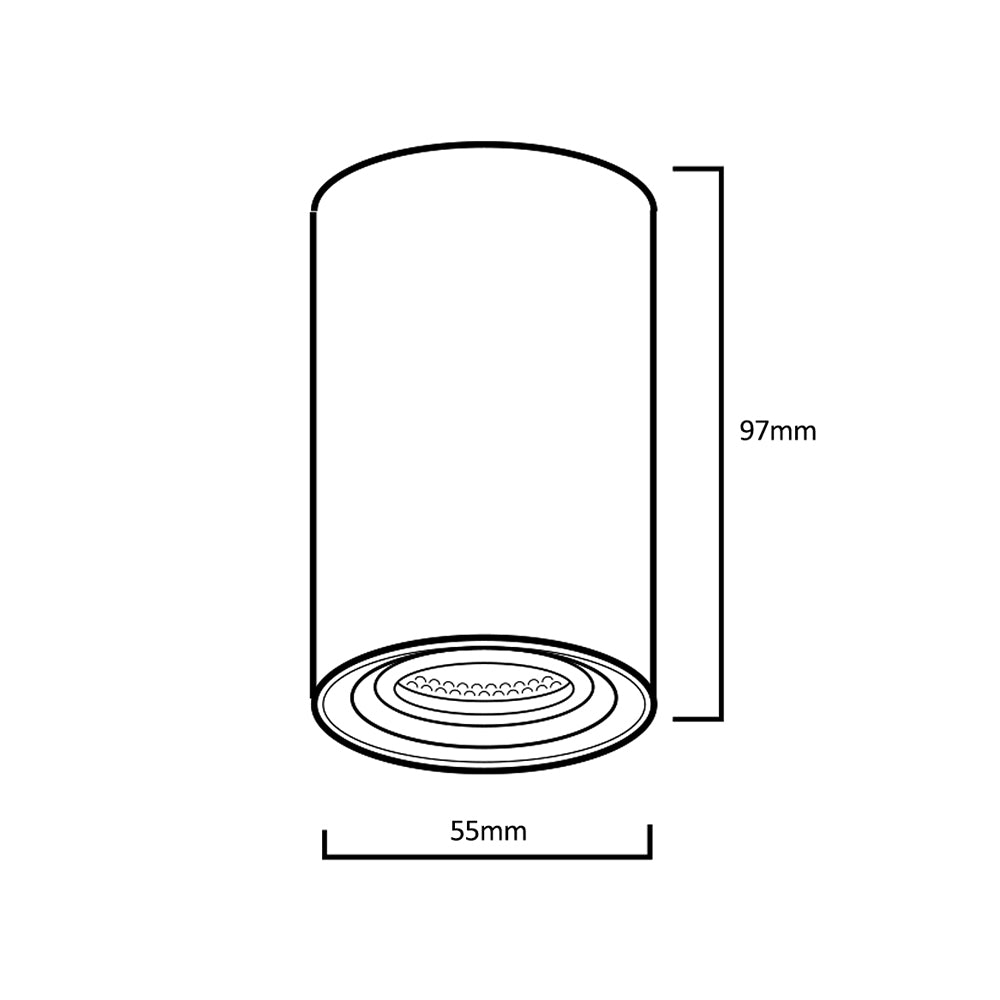 Deckenaufbauleuchte mit GU10 Fassung für LED & Halogen Leuchtmittel bis 35W 55x100mm Aufputz Aufbauleuchten Aluminium Rund  Weiß/Gold