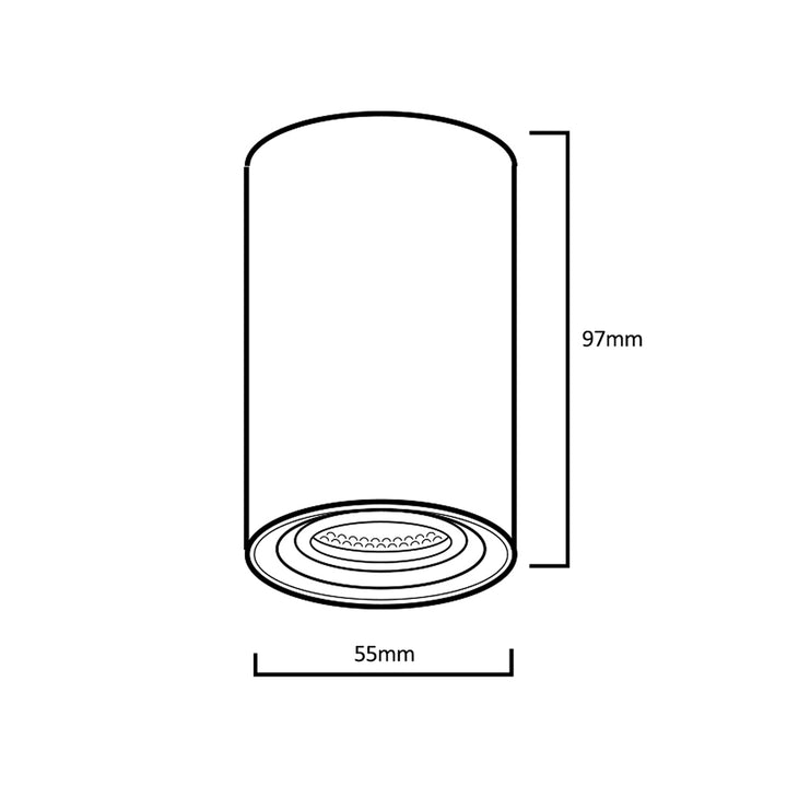 Deckenaufbauleuchte mit GU10 Fassung für LED & Halogen Leuchtmittel bis 35W 55x100mm Aufputz Aufbauleuchten Aluminium Rund  Weiß/Gold