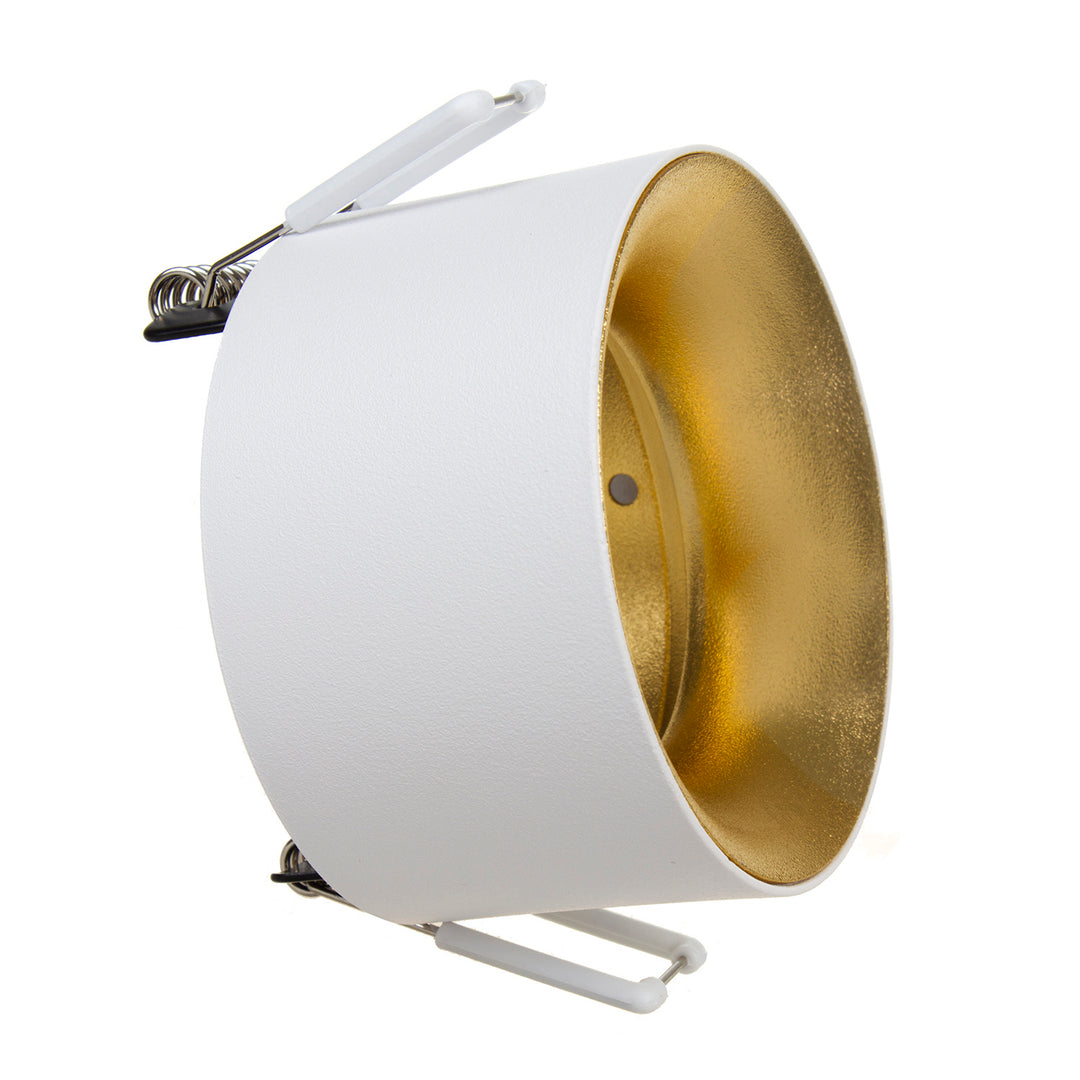 Einbauleuchte Deckenleuchte mit GU5.3 MR16 Fassung für LED & Halogen Leuchtmittel bis 35W 70x40mm Einbaustrahler Aluminium Rund Weiß/Goldener Reflektor