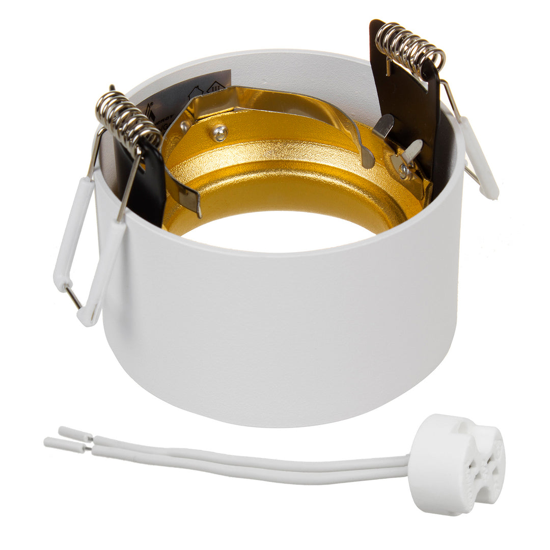 Einbauleuchte Deckenleuchte mit GU5.3 MR16 Fassung für LED & Halogen Leuchtmittel bis 35W 70x40mm Einbaustrahler Aluminium Rund Weiß/Goldener Reflektor