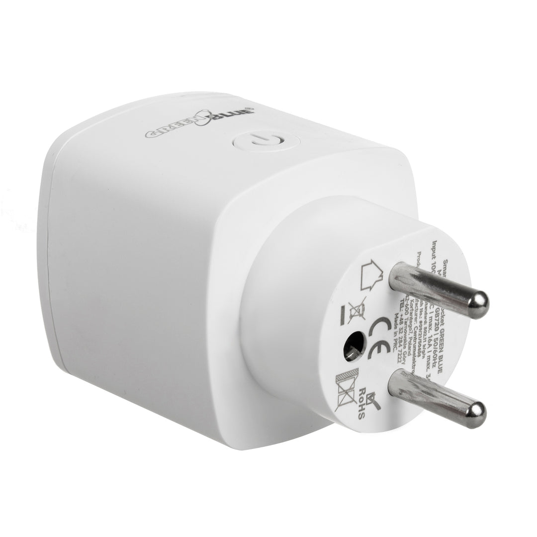 GreenBlue WiFi ferngesteuerte Steckdose, Android/iOS/Alexa/Google Home, Stromverbrauch, Timer, max. Energie, Zeitschaltuhr, max 3680W, Typ E, GB720 E