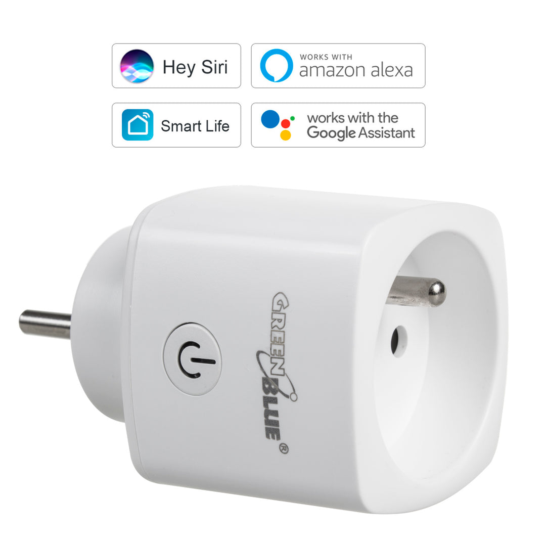GreenBlue WiFi ferngesteuerte Steckdose, Android/iOS/Alexa/Google Home, Stromverbrauch, Timer, max. Energie, Zeitschaltuhr, max 3680W, Typ E, GB720 E