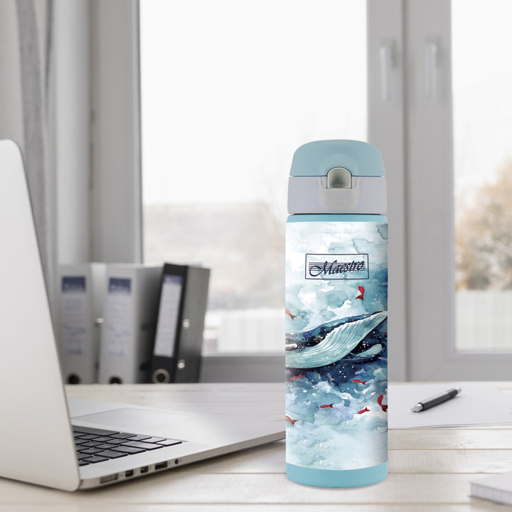 Thermobecher Kaffeebecher Thermoskanne Isolierbecher Isolierflasche aus Edelstahl für Warm- oder Kaltgetränke 400ml (Whale / Walfisch)