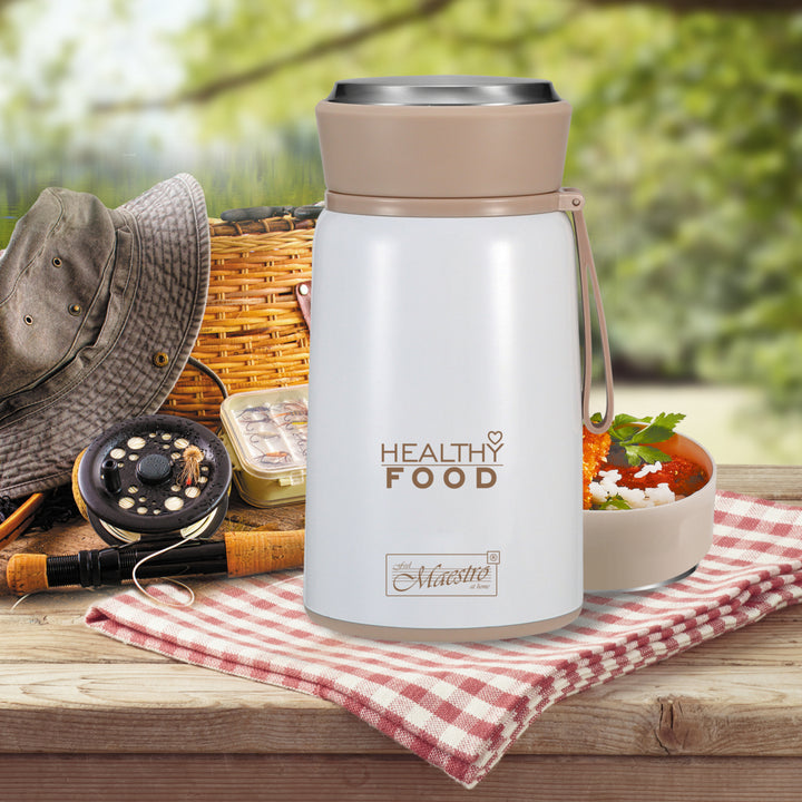 Thermos-Lebensmittelbehälter Thermobehälter für Essen Edelstahl inkl. Klapplöffel 800ml