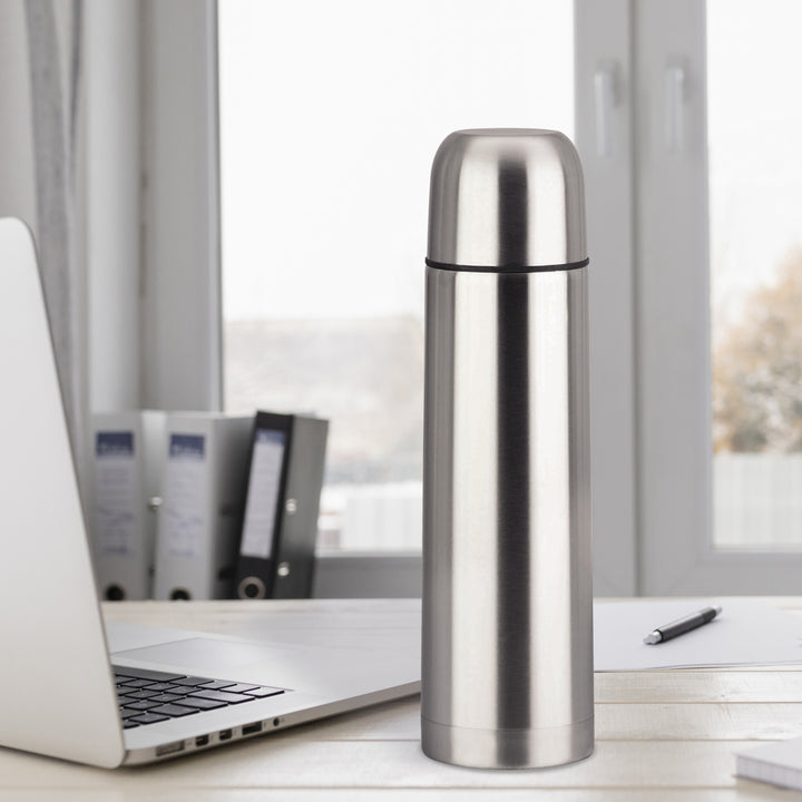 Thermoskanne aus Edelstahl Isolierflasche mit Trinkbecher und Tragetasche für Warm- oder Kaltgetränke (750ml)