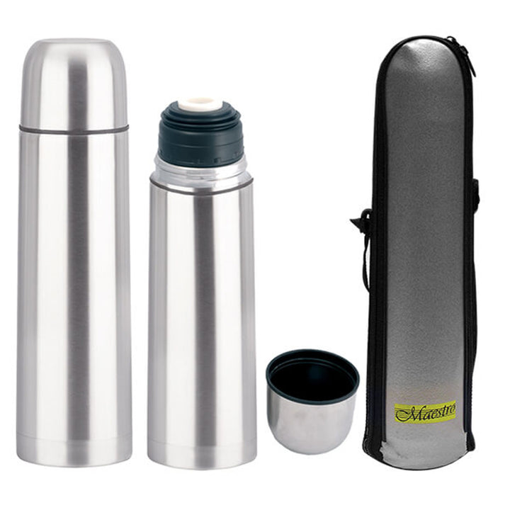 Thermoskanne aus Edelstahl Isolierflasche mit Trinkbecher und Tragetasche für Warm- oder Kaltgetränke (750ml)