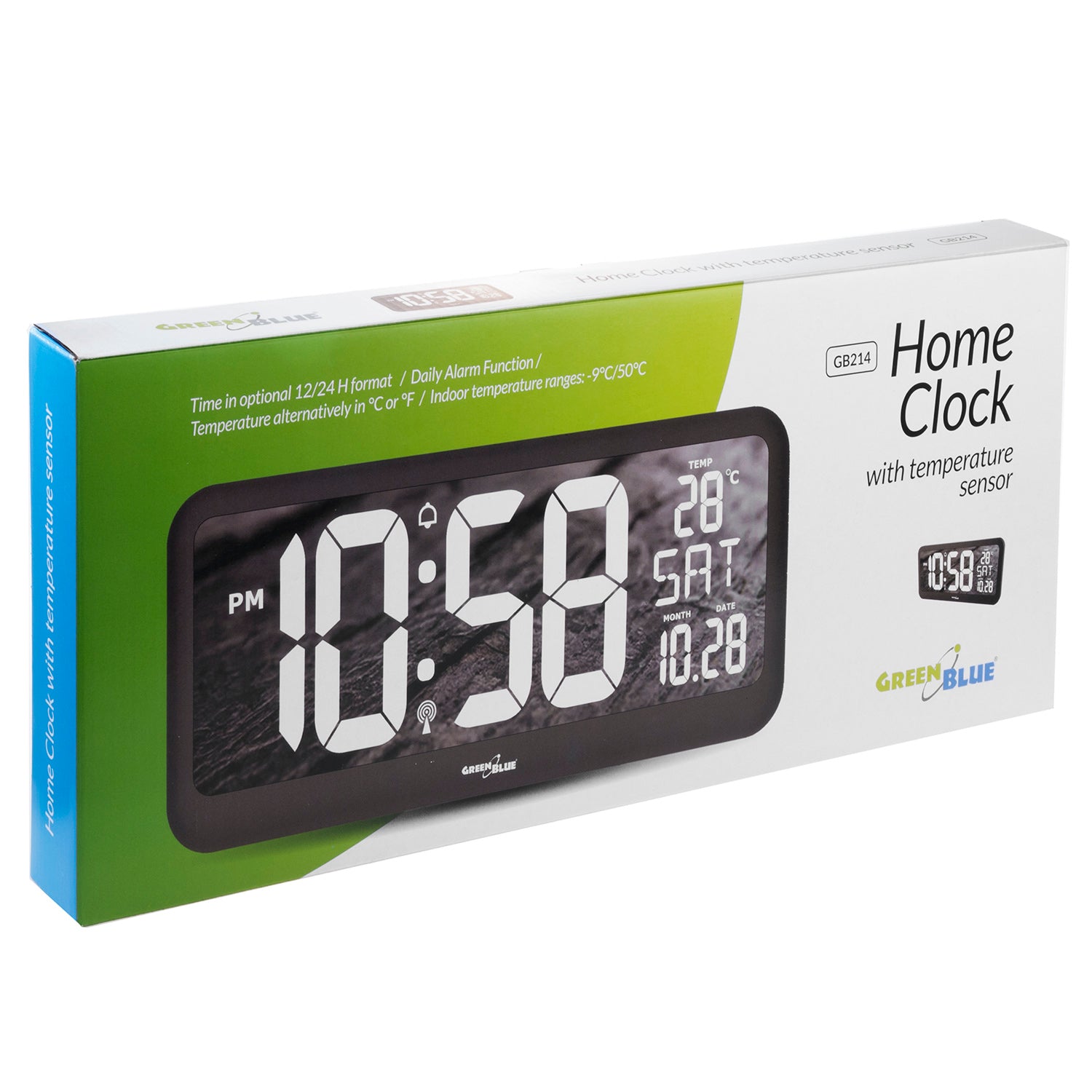 Digitale Uhr mit Temperatuursensor 37x17cm Große Wanduhr Alarm LED