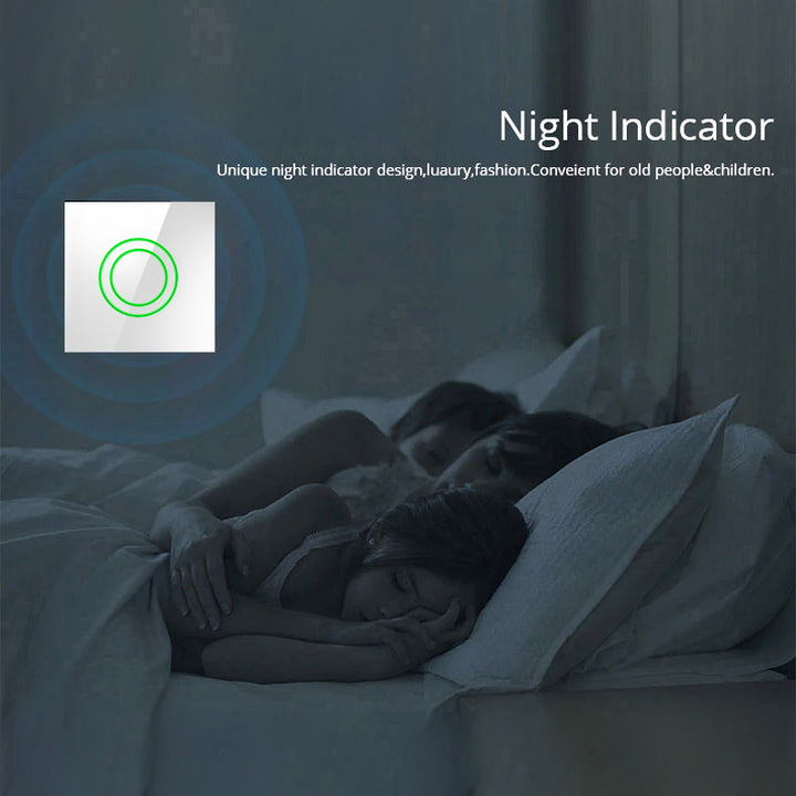 Touch Lichtschalter Kompatibel Smart WiFi  mit Tuya APP Wandschalter Glas Schalter mit Farbwechsel LED Hintergrundbeleuchtung Einbauschalter 85x85mm (1-Fach Rund, Weiß)