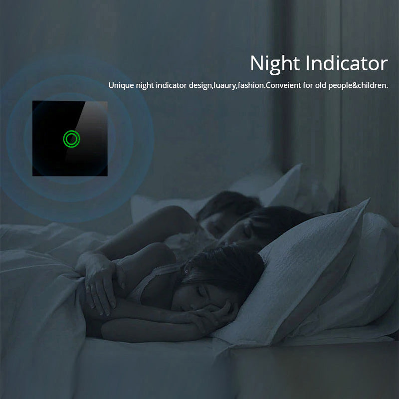 Touch Lichtschalter Kompatibel Smart WiFi  mit Tuya APP Wandschalter Glas Schalter mit Farbwechsel LED Hintergrundbeleuchtung Einbauschalter 85x85mm (1-Fach Rund, Schwarz) …