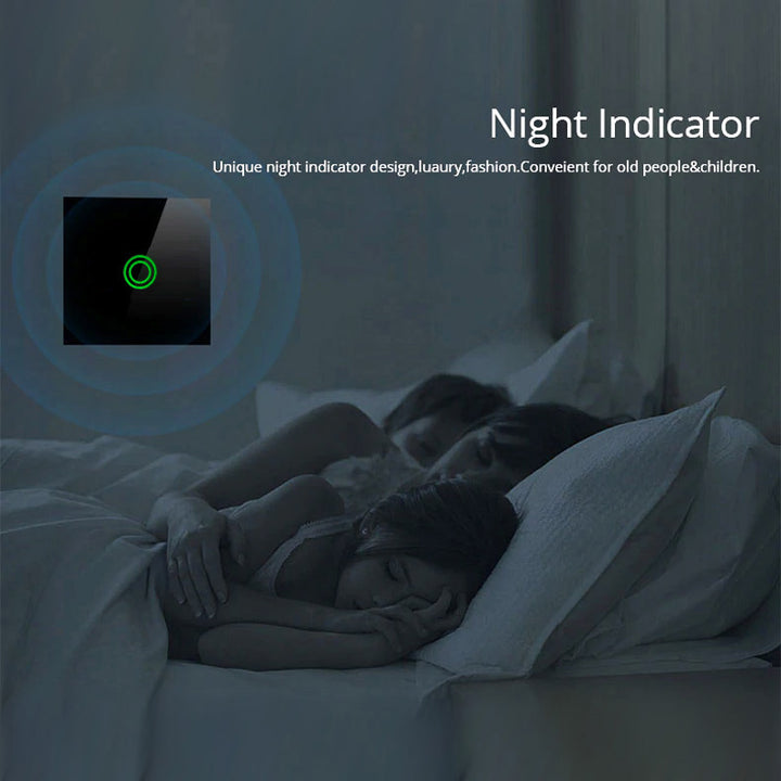 Touch Lichtschalter Kompatibel Smart WiFi  mit Tuya APP Wandschalter Glas Schalter mit Farbwechsel LED Hintergrundbeleuchtung Einbauschalter 85x85mm (1-Fach Rund, Schwarz) …