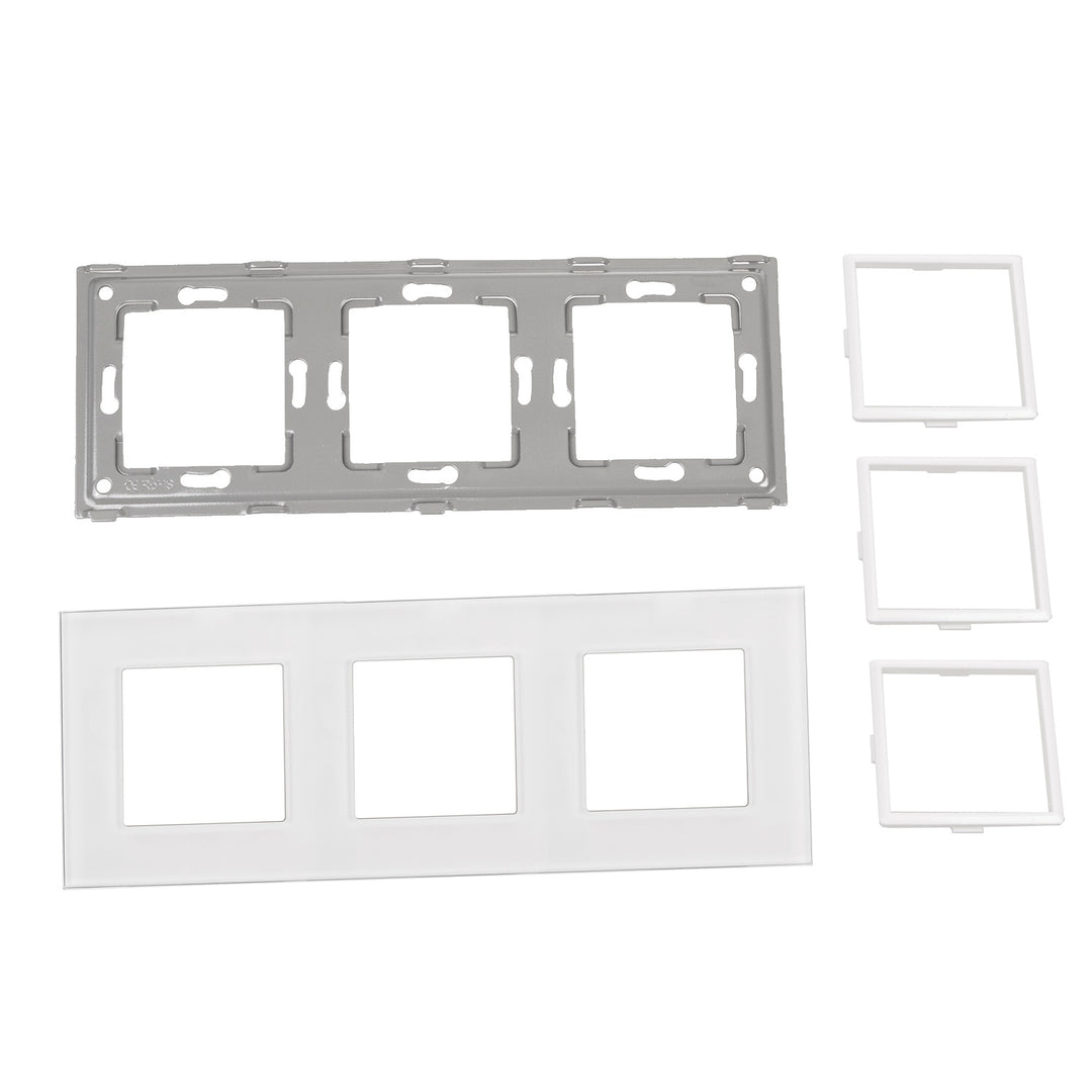 3-Fach Glasrahmen Panel 228x86mm für Steckdose Modulare Wandsteckdose Unterputzdose Wanddose Einbaudose Unterputz Montage (3-fach Glasrahmen für Steckdose, Weiß)