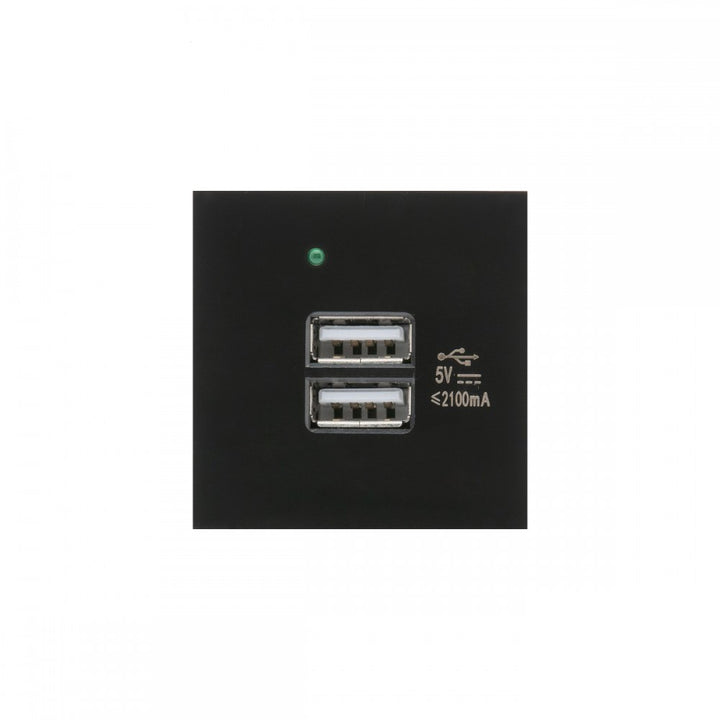 USB Steckdose Ladegerät 2x USB-Anschluss bis 2.1A Fast Charge Modulare Wandsteckdose Unterputzdose Wanddose Einbaudose Unterputz Montage (USB-Steckdose 2.1A, Schwarz)