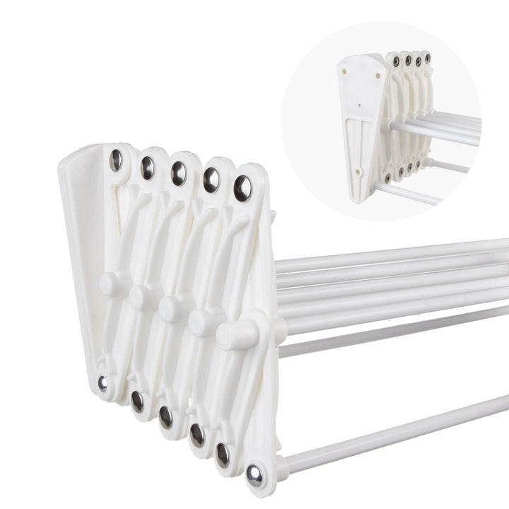 Wandwäschetrockner Teleskop Wäschetrockner für die Wand Akkordeon Trockenständer Wandmontage (60cm, Weiß)
