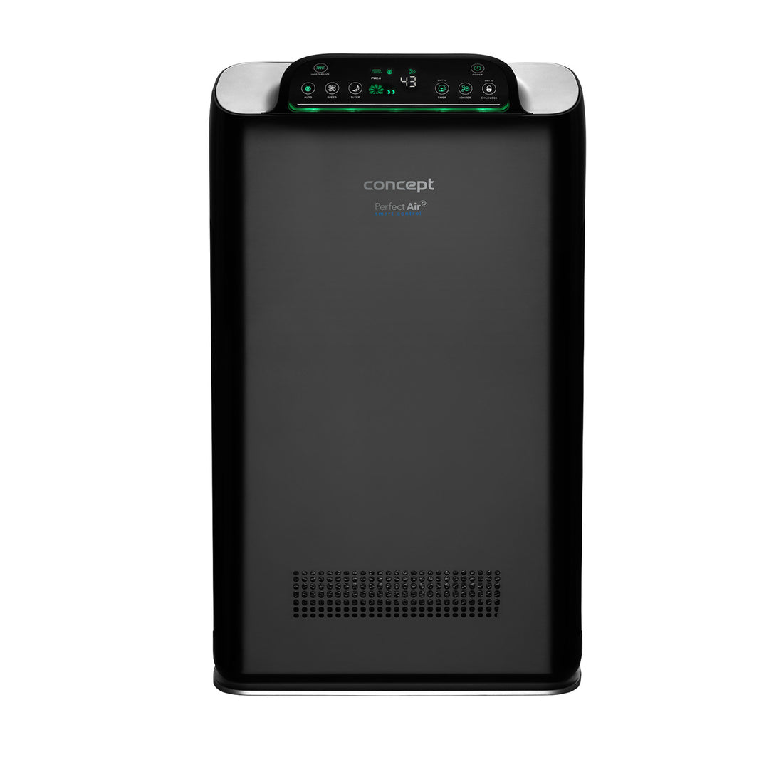 CONCEPT Hausgeräte Perfect Air SMART CA2000 Luftreiniger Raumluftreiniger 320 m3 / h 7-Stufen-Filtration HEPA-13 Staubfilter Ionisator Kohlefilter 99.9% Mobile App, schwarz