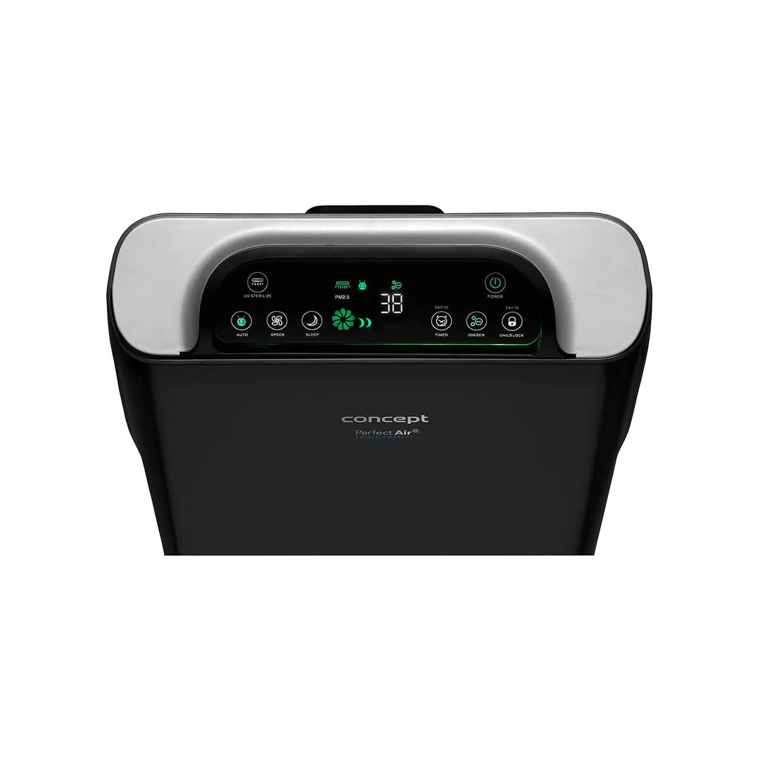 CONCEPT Hausgeräte Perfect Air SMART CA2000 Luftreiniger Raumluftreiniger 320 m3 / h 7-Stufen-Filtration HEPA-13 Staubfilter Ionisator Kohlefilter 99.9% Mobile App, schwarz