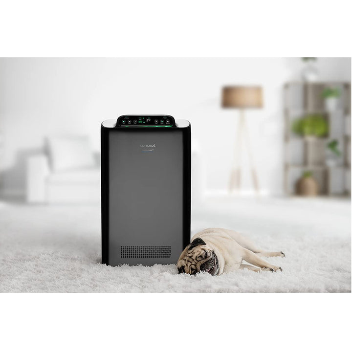 CONCEPT Hausgeräte Perfect Air SMART CA2000 Luftreiniger Raumluftreiniger 320 m3 / h 7-Stufen-Filtration HEPA-13 Staubfilter Ionisator Kohlefilter 99.9% Mobile App, schwarz