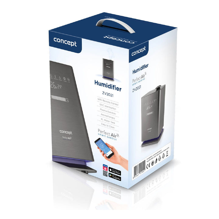 Luftbefeuchter für Räume bis zu 50 m2 UV Lampe UVC LED Display Wi-Fi Timer Automatische Feuchtigkeitskontrolle