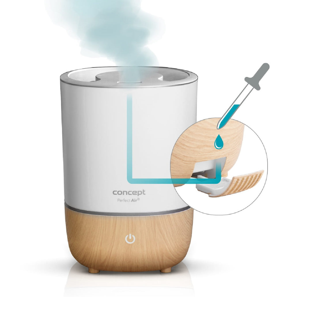 Perfect Air Luftbefeuchter Aromatherapie Diffusor 4 Liter 3 Stufen der Dampfintensität Geeignet für Räume bis 30 m2 (Weiß)