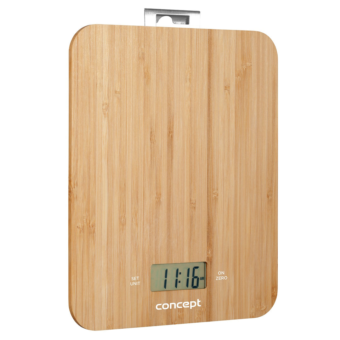 Digitale Küchenwaage - Bambus - 15kg Uhr Timer Bambus Design max. 15kg mit Aufhängehaken