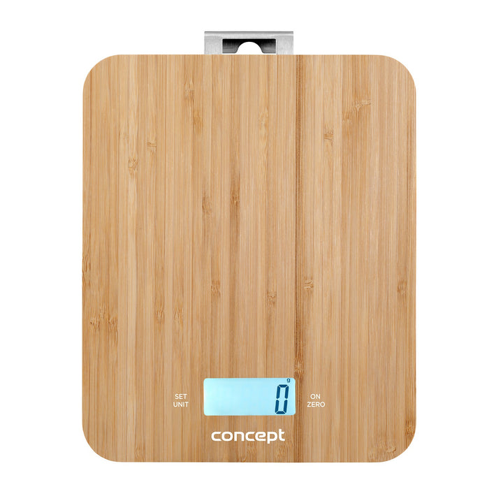 Digitale Küchenwaage - Bambus - 15kg Uhr Timer Bambus Design max. 15kg mit Aufhängehaken