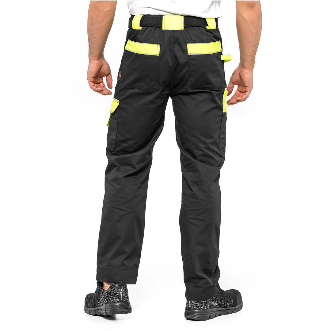 Helios Arbeitshose Monteurshose Handwerker Herrenhose 280 g / m2 (52, Schwarz/Gelb)