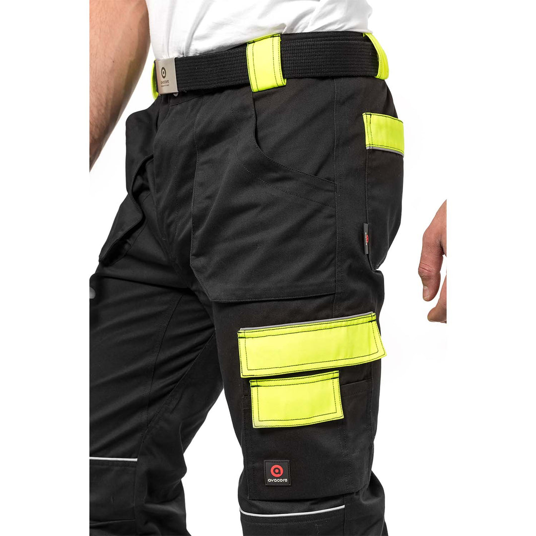Helios Arbeitshose Monteurshose Handwerker Herrenhose 280 g / m2 (52, Schwarz/Gelb)