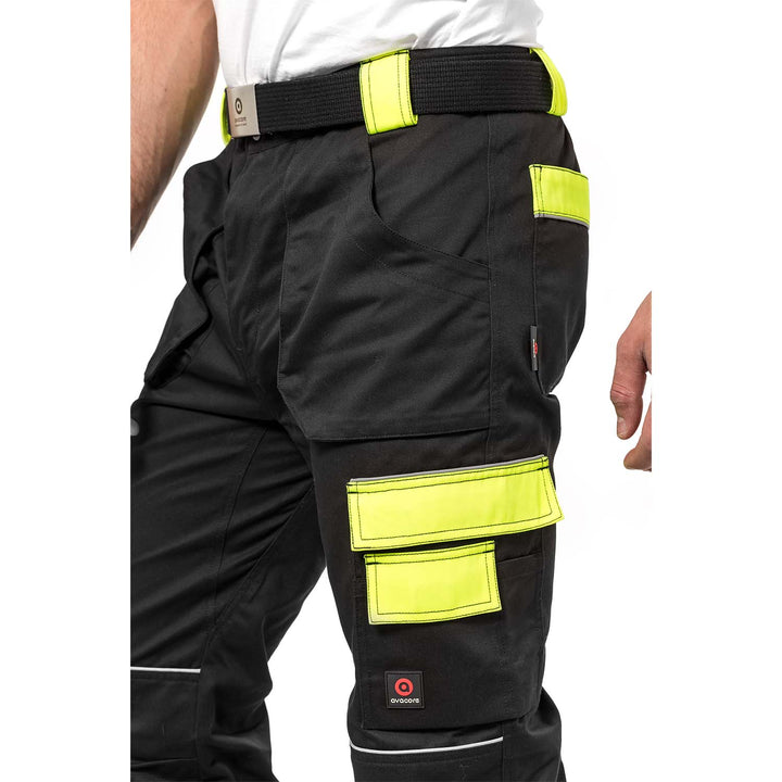 Helios Arbeitshose Monteurshose Handwerker Herrenhose 280 g / m2 (52, Schwarz/Gelb)