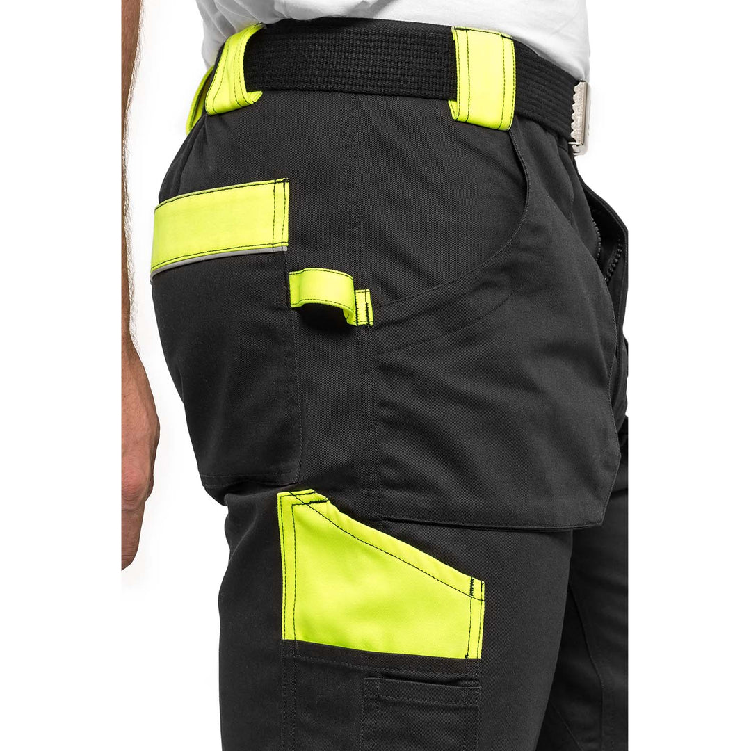 Helios Arbeitshose Monteurshose Handwerker Herrenhose 280 g / m2 (52, Schwarz/Gelb)