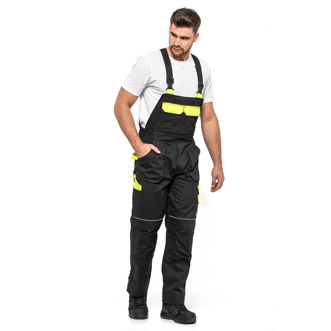 Overall Latzhose HELIOS AVACORE in schwarz/gelb, Größe 58