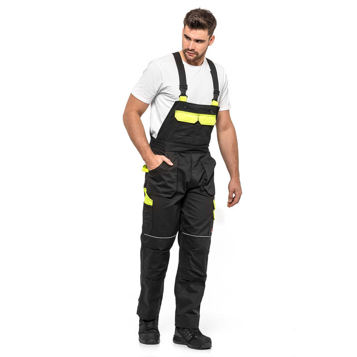Overall Latzhose HELIOS AVACORE in schwarz/gelb, Größe 58