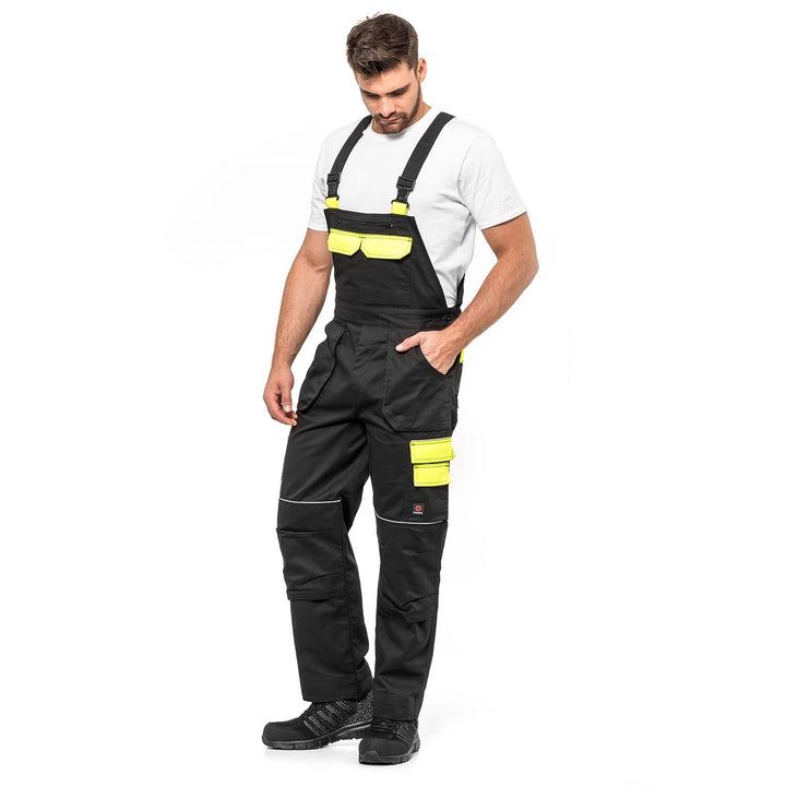 Overall Latzhose HELIOS AVACORE in schwarz/gelb, Größe 58
