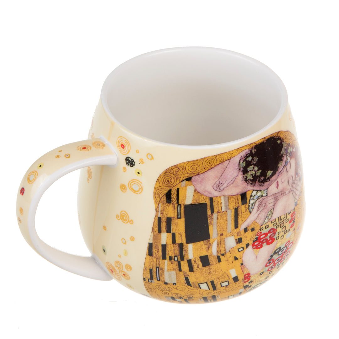 Porzellanbecher Teetasse mit Deckel und Teesieb Teezubereiter Der Kuss von Gustav Klimt Geschenkidee Porzellan 450ml