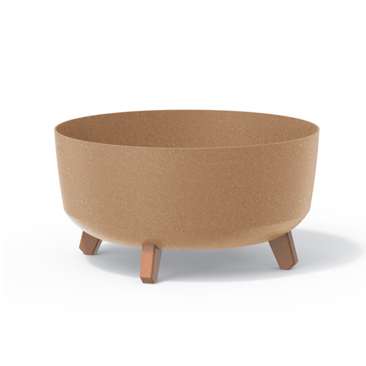 Low Eco Wood Blumentopf mit abnehmbaren Beinen inkl. Einsatz für Innen- und Außenbereich Pflanzgefäß Rund Kunststoff UV-beständig 380mm, ECO Naturo