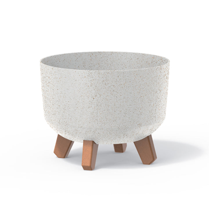 Gracia Standard Eco Wood Blumentopf mit abnehmbaren Beinen inkl. Einsatz für Pflanzgefäß Rund Kunststoff UV-beständig 238mm Eco Weiß