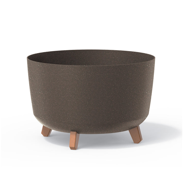 Gracia Standard Eco Wood Blumentopf mit abnehmbaren Beinen inkl. Einsatz Pflanzgefäß Rund Kunststoff UV-beständig 390mm ECO Kaffee