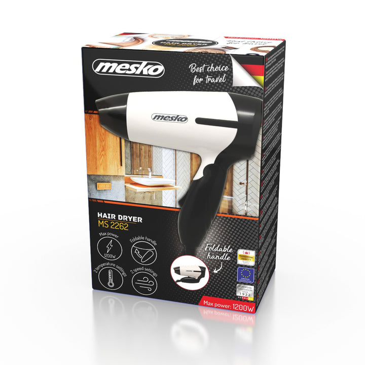 Mesko MS 2262 Haarrockner Reisetrockner mit Klappgriff 1000W