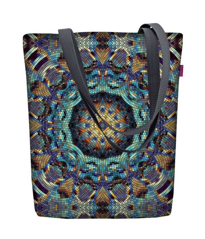 Sunny Schultertasche mit Reißverschlus Damen Shopper 36x40 cm (passend für A4) Tragetasche Stofftasche Tasche mit Motiv Barcelona