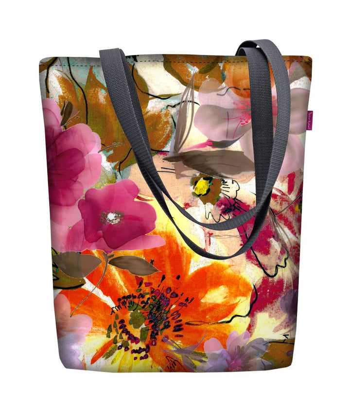 Sunny Schultertasche mit Reißverschlus Damen Shopper 36x40 cm (passend für A4) Tragetasche Stofftasche Tasche mit Motiv Garden