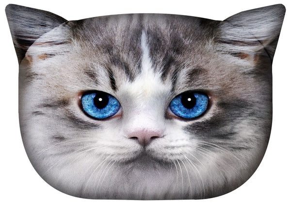 Knuddeliges Designer Kissen mit Katzen-Motiv Katzenkissen Dekokissen Zierkissen mit verdecktem Reißverschluss und Füllkissen Luna