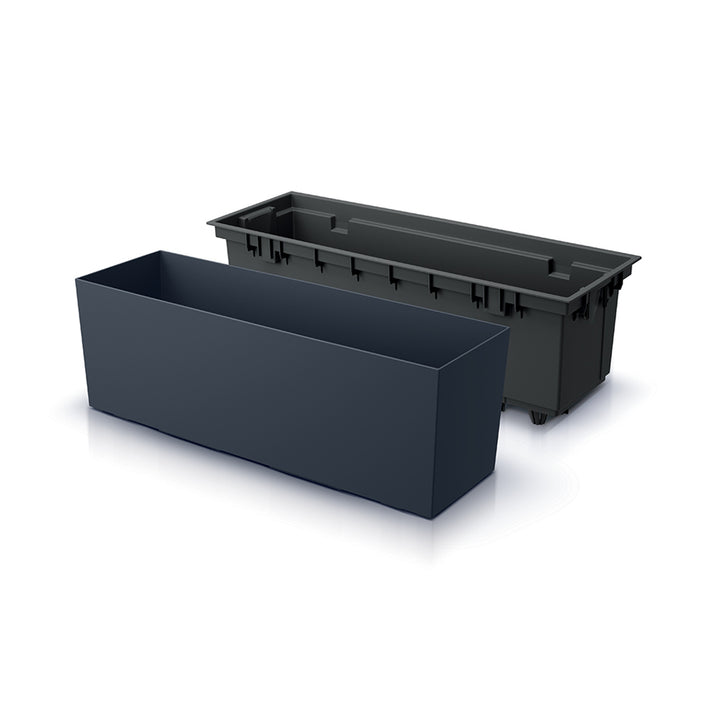 Urbi Case Blumenkasten mit Innentopf für Innen- und Außenbereich Rechteckig Blumentopf UV-beständig (580x180x195mm, Anthrazit)