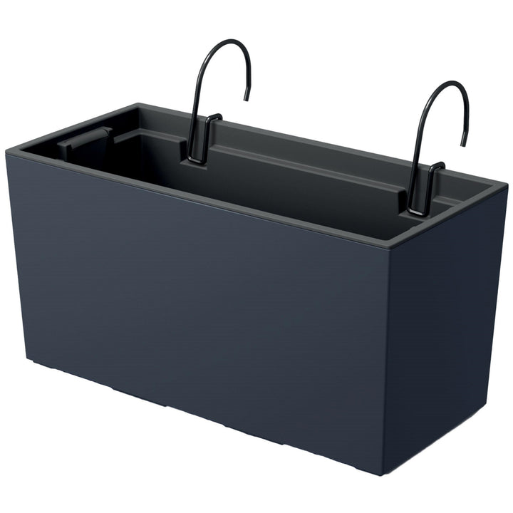 Urbi Case Balkonkasten mit Aufhängung und Innentopf Blumenkasten Blumentopf mit Haken Pflanzkasten (395x185x195mm, Anthrazit)